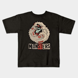 Godzilla Fighting The Three Headed Ghidorah Monsters Kids T-Shirt